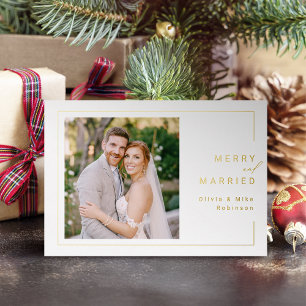 Modern Minimalist Frame Merry and Married Photo