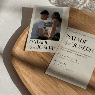 Modern Minimalist French Retro Photo Wedding  Invitation