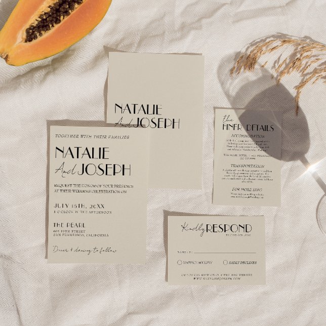 Modern Minimalist French Whimsical Retro Wedding Invitation (Creator Uploaded)