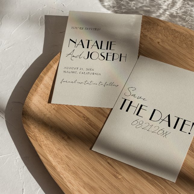 Modern Minimalist French Whimsical Retro Wedding   Save The Date (Creator Uploaded)