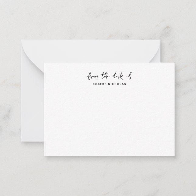 Modern Minimalist From The Desk Of Personalised Card (Front)