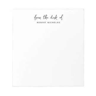 Modern Minimalist From The Desk Of Personalised Notepad