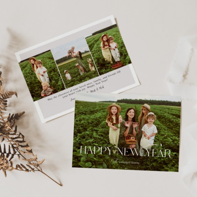 Modern Minimalist Full Photo Happy New Year Holiday Card (Creator Uploaded)