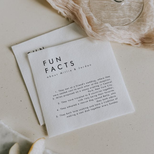Modern Minimalist Fun Facts Wedding Napkins (Creator Uploaded)