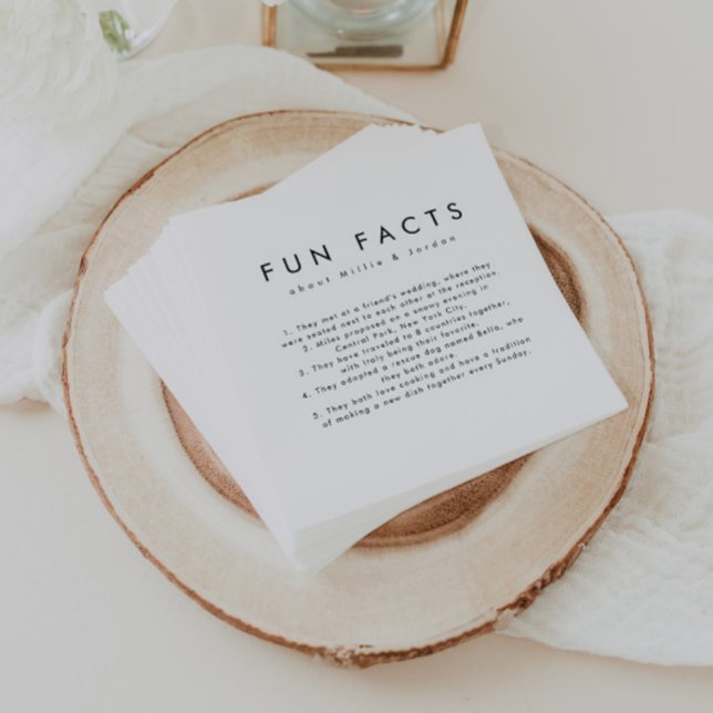 Modern Minimalist Fun Facts Wedding Napkins (Creator Uploaded)