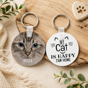 Modern Minimalist Fun Saying Cat Lover Pet Key Ring