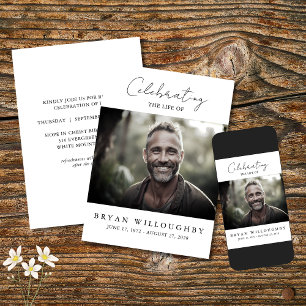 Modern Minimalist Funeral Memorial Invitation