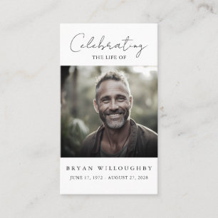 Modern Minimalist Funeral Memorial Prayer Card