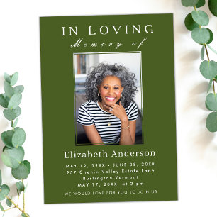 Modern Minimalist Funeral photo Simple Script Invitation