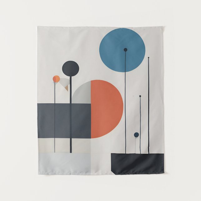 Modern Minimalist Geometric Abstract Art Tapestry (Front)