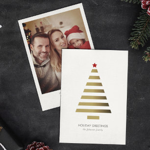 Modern Minimalist Geometric Christmas Tree Photo Holiday Card