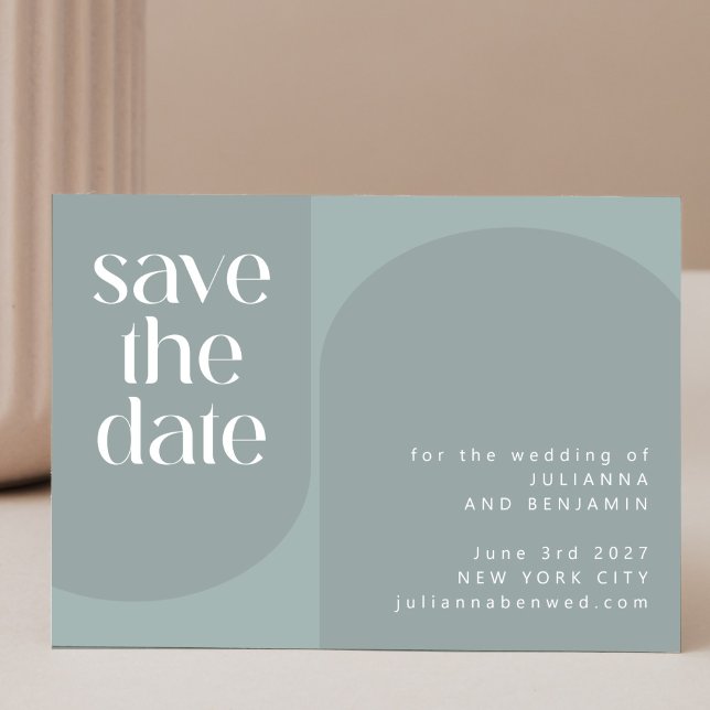 Modern Minimalist Geometric Dusty Teal Wedding  Save The Date (Creator Uploaded)
