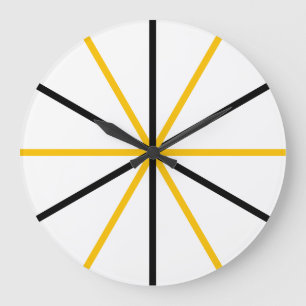 Modern Minimalist Geometric Gold Black Lines Large Clock