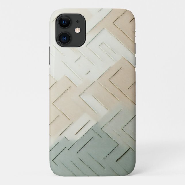 Modern Minimalist Geometric Maze - Elegant Sage Gr Case-Mate iPhone Case (Back)