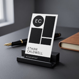 Modern Minimalist Geometric Monochrome Business Card