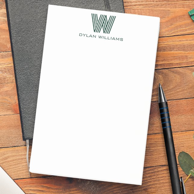 Modern Minimalist Geometric Monogram Custom Green Post-it Notes (Creator Uploaded)