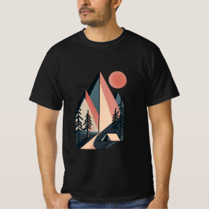 Modern Minimalist Geometric Mountain Camp Outdoor T-Shirt