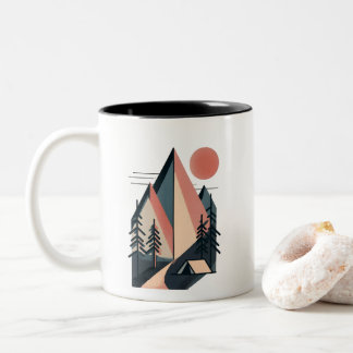 Modern Minimalist Geometric Mountain Camp Outdoor Two-Tone Coffee Mug
