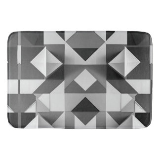 Modern Minimalist Geometric pattern Black, White Bath Mat