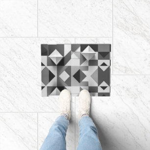 Modern Minimalist Geometric pattern Black, White Doormat