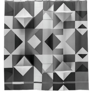 Modern Minimalist Geometric pattern Black, White Shower Curtain