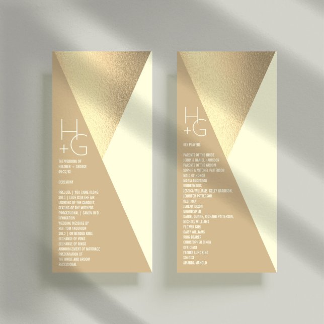 Modern Minimalist Geometric Wedding Program Menu (Creator Uploaded)