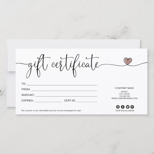 modern minimalist gift card certificate add logo (Front)