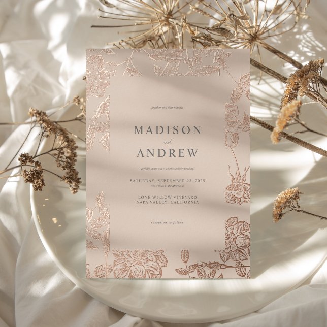 Modern Minimalist Gilded Rose Gold Floral Wedding (Creator Uploaded)