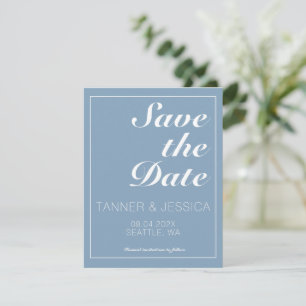 Modern Minimalist Glacier Blue & White  Save The Date