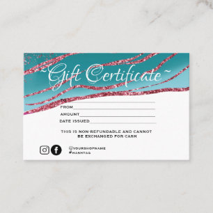 Modern minimalist glitter Gift certificate