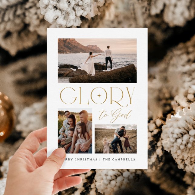 Modern Minimalist Glory To God Photo Christmas Holiday Card (Modern Minimalist Glory To God Photo Christmas Holiday Card)