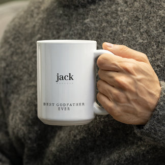 Modern Minimalist Godfather Ever Personalised Two-Tone Coffee Mug