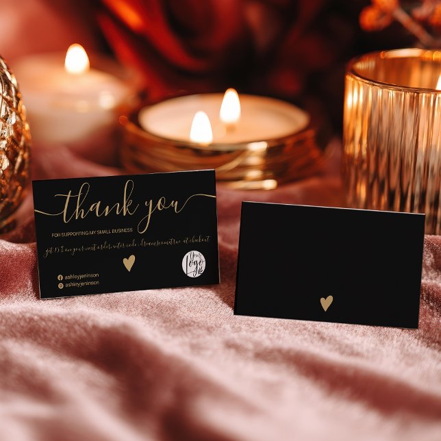 Modern minimalist gold and black order thank you business card (Modern minimalist gold and black order thank you business card)