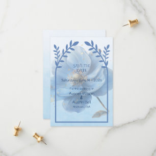 Modern Minimalist Gold and Blue Flat Save The Date