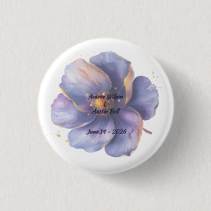 Modern Minimalist Gold and Purple Wedding 3 Cm Round Badge