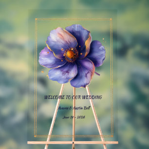 Modern Minimalist Gold and Purple Wedding  Acrylic Sign