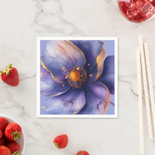 Modern Minimalist Gold and Purple Wedding Napkin