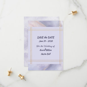 Modern Minimalist Gold and Purple Wedding Save The Date