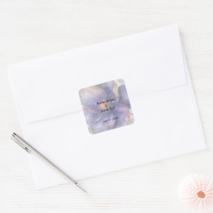 Modern Minimalist Gold and Purple Wedding  Square Sticker