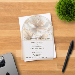 Modern Minimalist Gold and White Wedding Acrylic Invitations