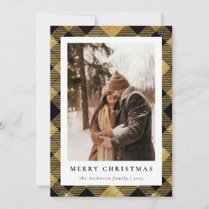 Modern Minimalist Gold Christmas Family Photo Holiday Card