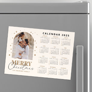 Modern Minimalist Gold Christmas Photo Calendar