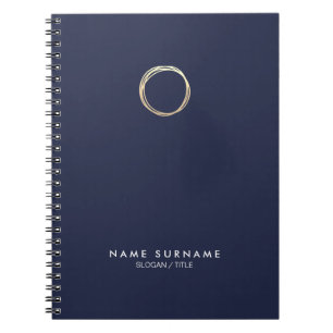 Modern Minimalist Gold Circle Midnight Blue Spiral Notebook