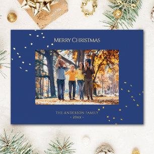 Modern Minimalist Gold Confetti Christmas Photo