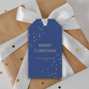 Modern Minimalist Gold Confetti Merry Christmas Gift Tags