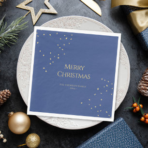 Modern Minimalist Gold Confetti Merry Christmas Napkin