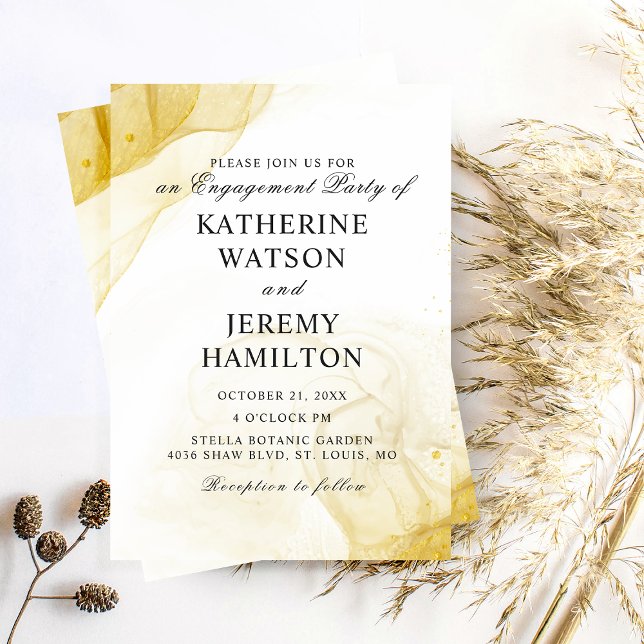 Modern Minimalist Gold Engagement Party Invitation (Creator Uploaded)