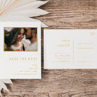 Modern Minimalist Gold Font Photo Save The Date
