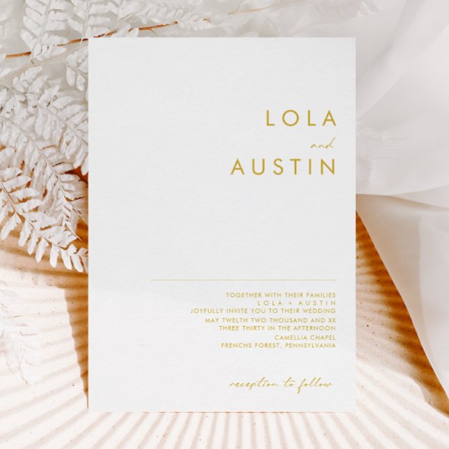 Modern Minimalist Gold Font Wedding Invitation (Creator Uploaded)