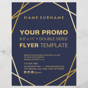 Modern Minimalist Gold Geometric 8.5" x 11" Flyer